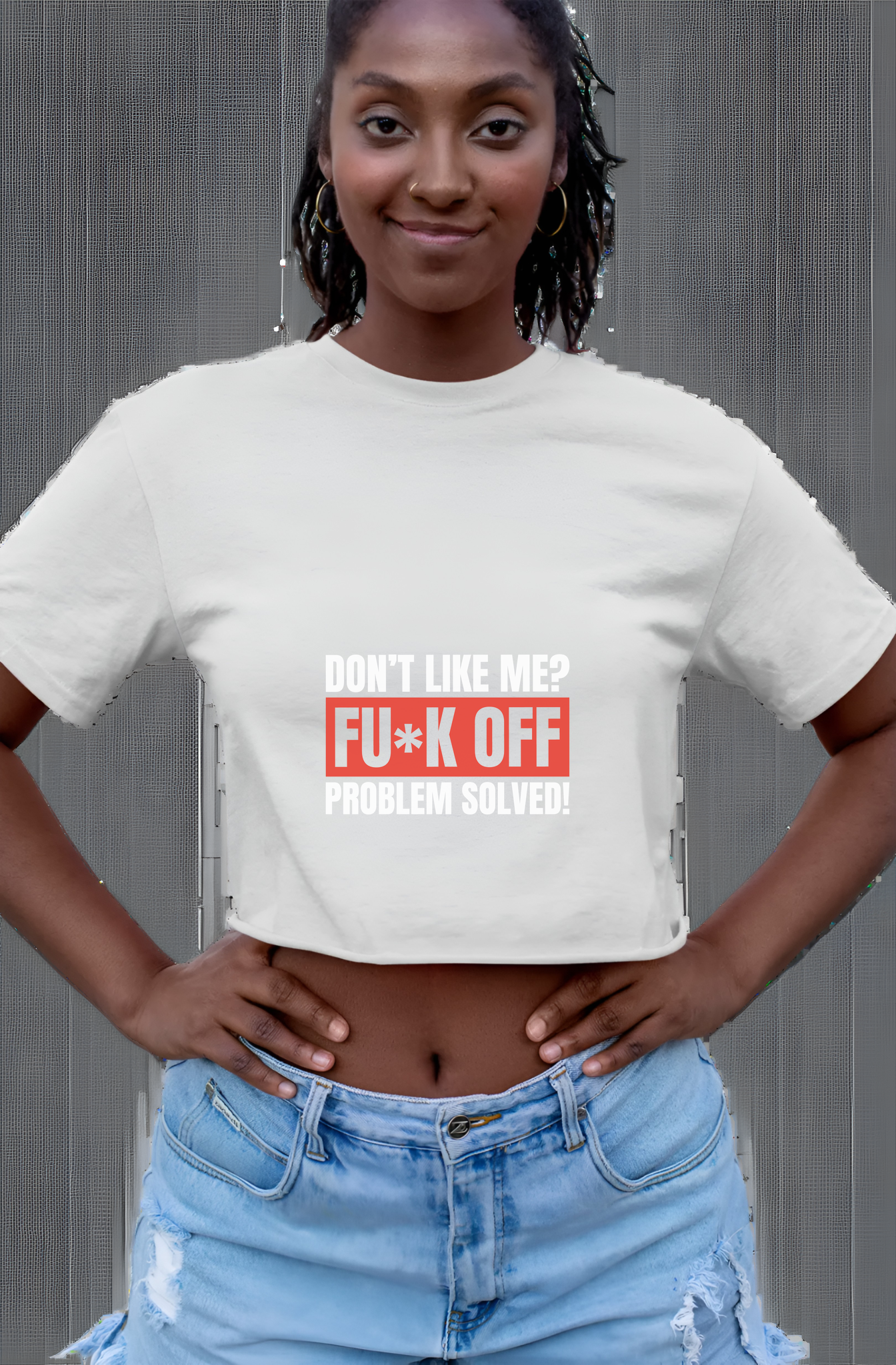 Don't Like Me F* Off Womens Cropped Short Sleeve Shirt