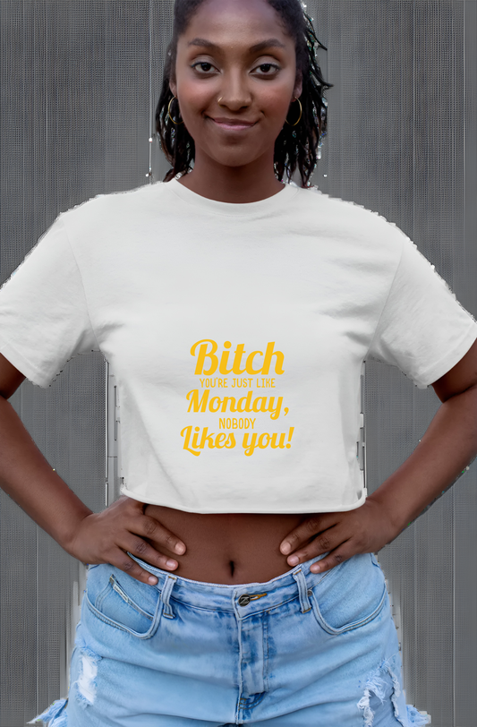 B' You're Just Like Monday Womens Cropped Short Sleeve Shirt