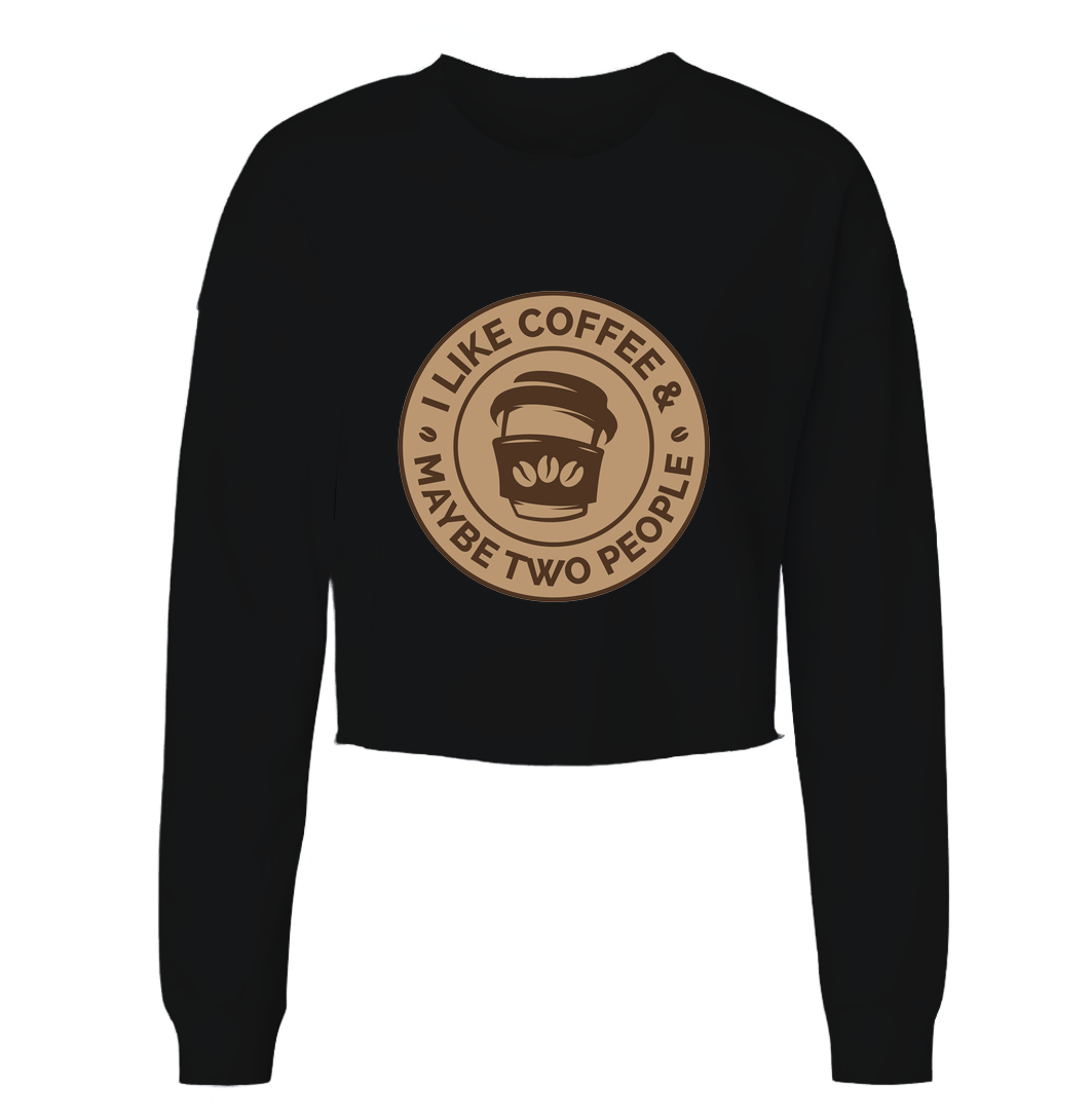 Coffee And 2 Friends Womens Cropped Long Sleeve Shirt