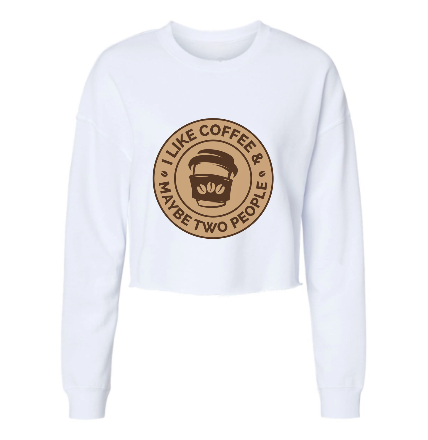 Coffee And 2 Friends Womens Cropped Long Sleeve Shirt