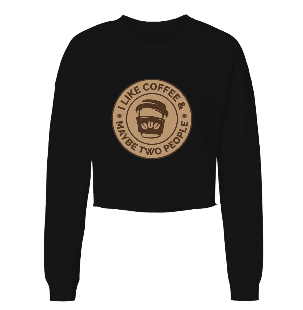 Coffee And 2 Friends Womens Cropped Crewneck Sweater