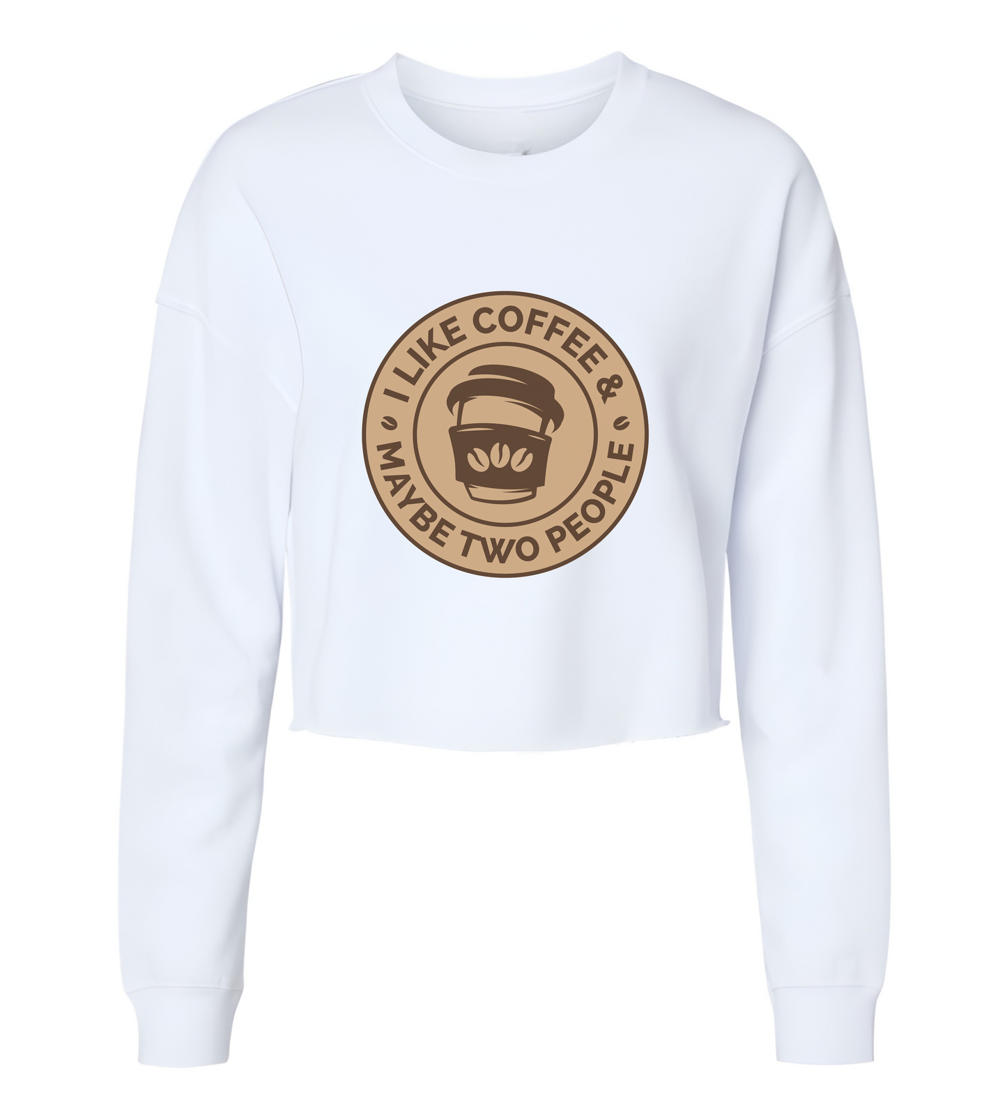 Coffee And 2 Friends Womens Cropped Crewneck Sweater