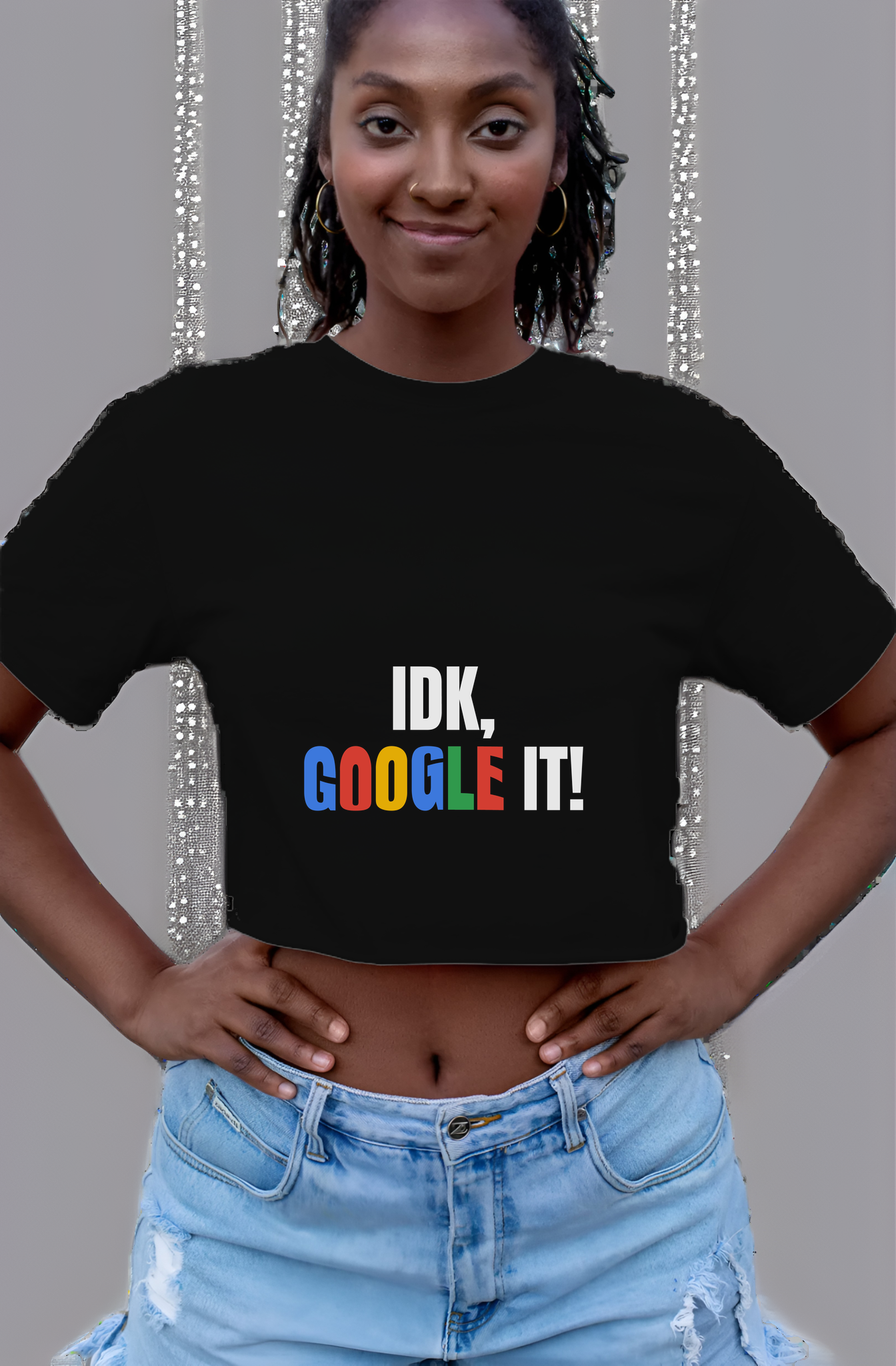 IDK, Google it Womens Cropped Short Sleeve Shirt